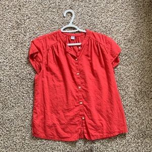 Old Navy, Coral Red Button Down Blouse (S)